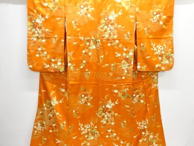 花車模様刺繍付け下げ小紋着物